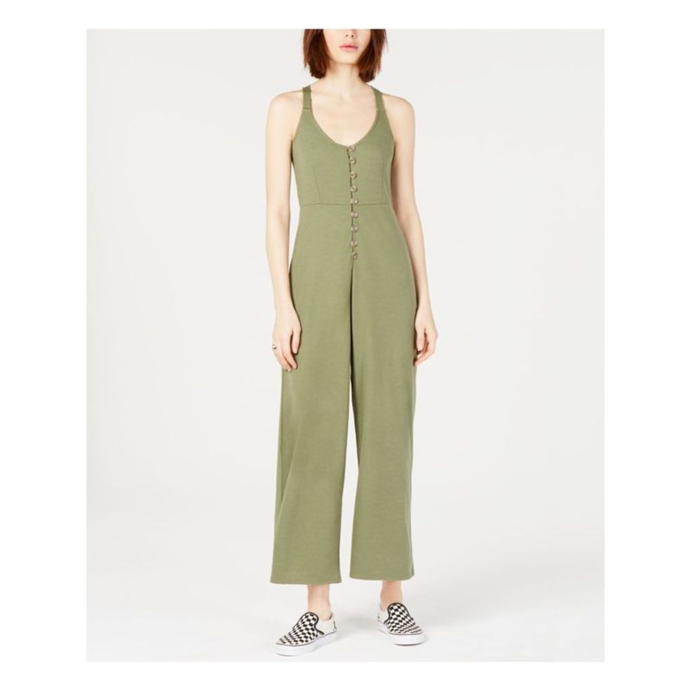 HOUSE OF POLLY Womens Green Sleeveless Scoop Neck Wide Leg Jumpsuit Size: M